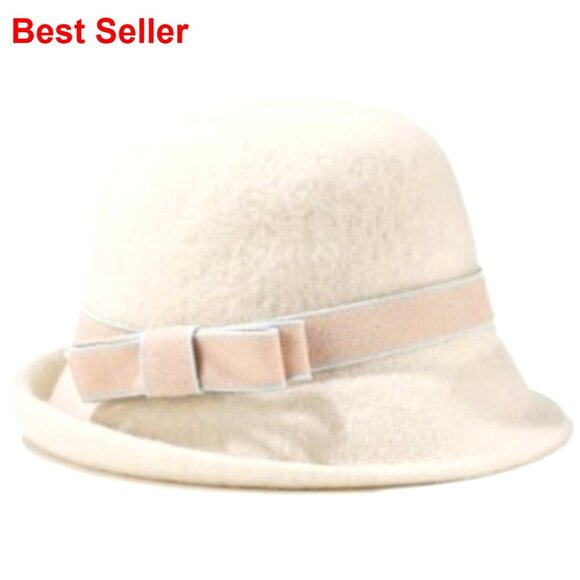 Vintage Felt Cloche Hat Polyester Bucket Fedora with  display picture 2